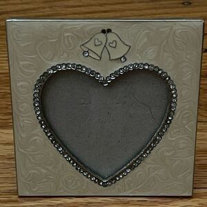 Elegant Heart-Shaped Photo Frame with Weddjng Bells by Russ